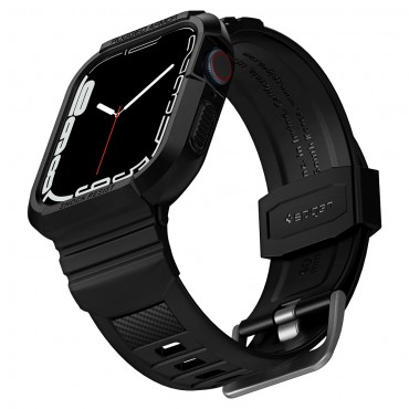 Ốp đồng hồ kèm dây đeo Spigen Rugged Armor cho Apple Watch Series SE/4/5/6/7 - 45/44MM